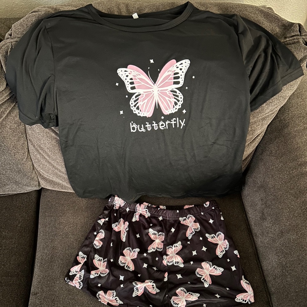 Women Butterfly Short Pajama Set